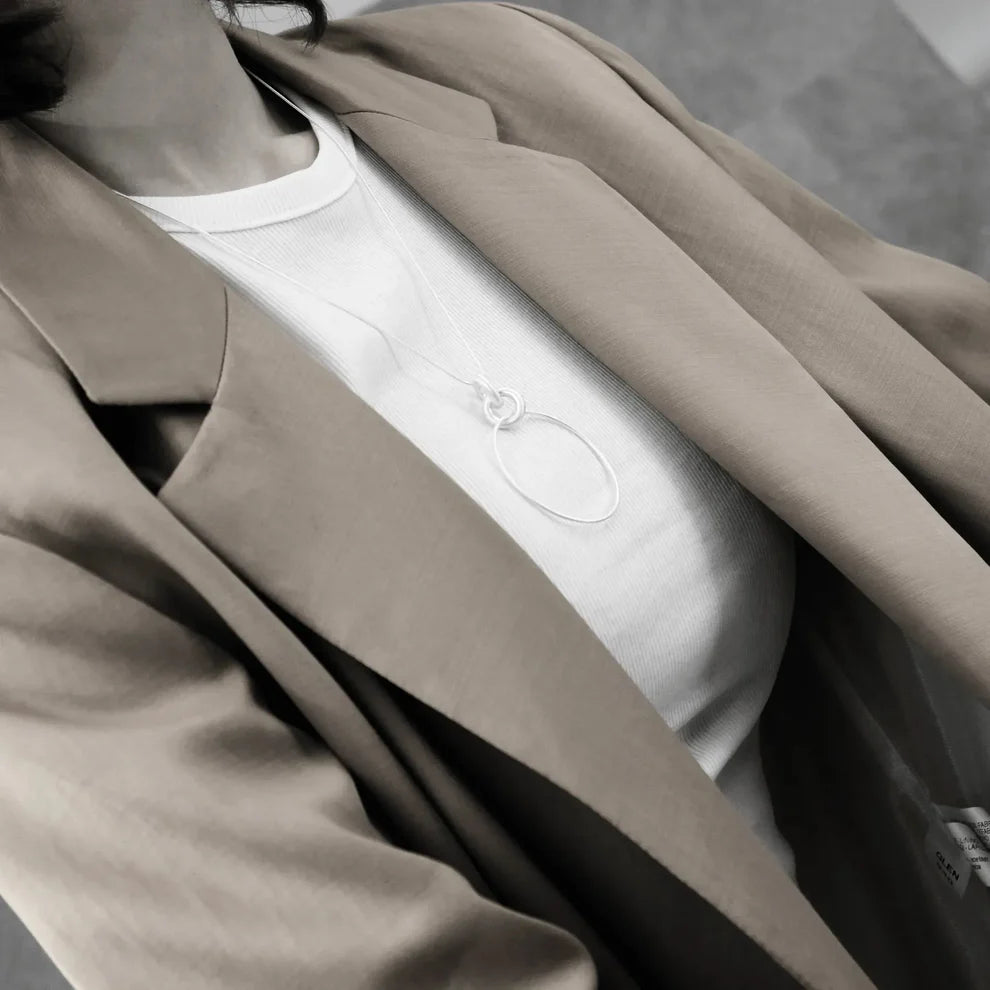 Tula Adjustable Chunky Ring Necklace Silver Plating