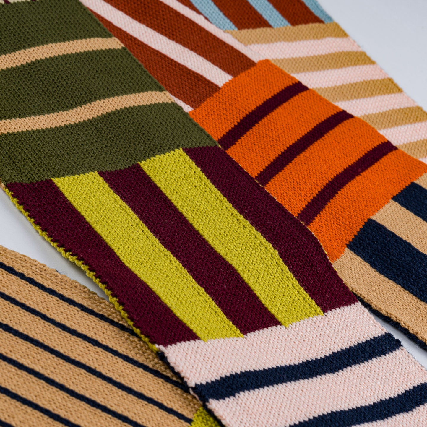 Patchwork Stripe Skinny Scarf