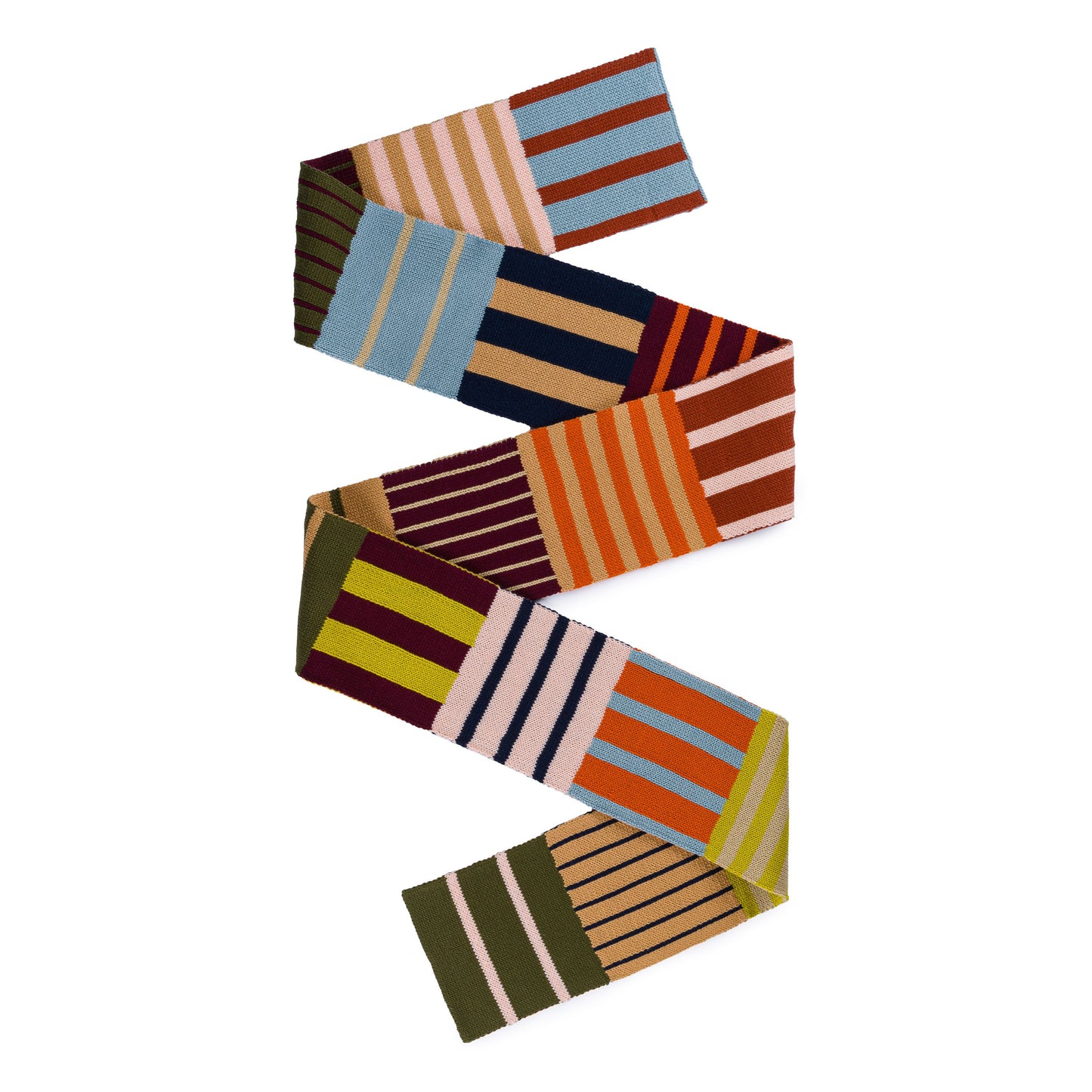 Patchwork Stripe Skinny Scarf
