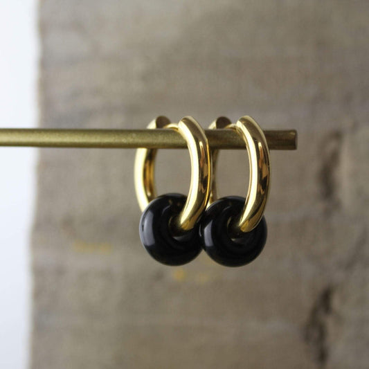 Hope Waterproof Chunky Earring 18K Gold Plating black