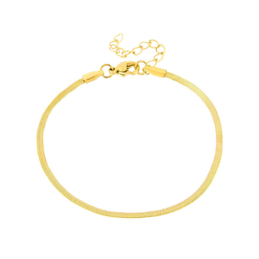 Flora Waterproof 2 mm Snake Ankle Chain Gold